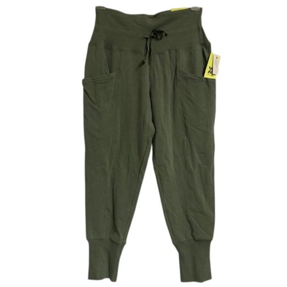 New! Women's ALL IN MOTION High-Rise Ribbed Jogger Pants w/ Pockets GREEN Medium - Picture 1 of 1
